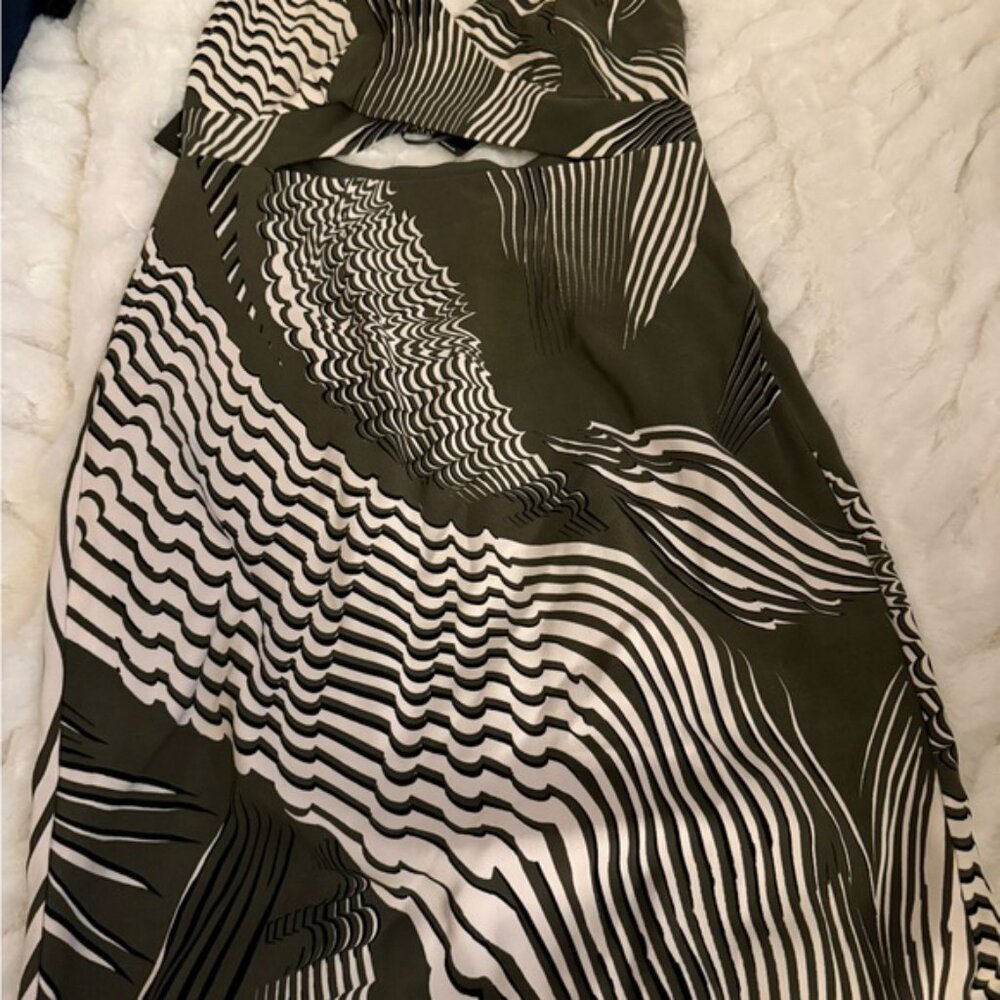 Express Olive and White Dress